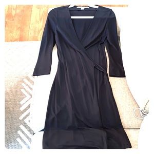 Diane von Furstenberg Black V Neck Wrap Dress